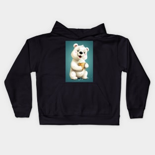 Cute Polar Bear Eating A Ice Cream Kids Hoodie